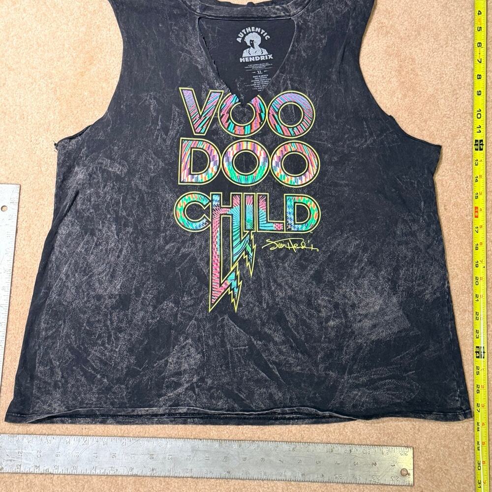 Authentic Jimi Hendrix Voodoo Child Muscle Tank Top XL Acid Wash Black Distress